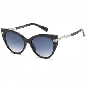 Elegant Black Cat-Eye Sunglasses with Silver Accents